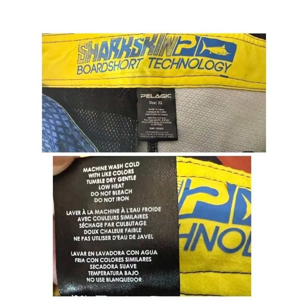Pelagic Blue Psycho Dorado Stretch Sharkskin Boardshort  Size 32  Swim Trunk